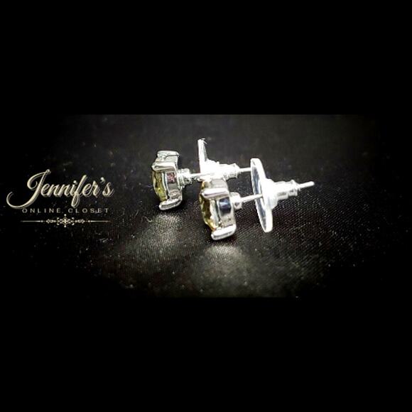 3/$25 Round Amber Crystal & Silver Stud Earrings - Picture 3 of 8